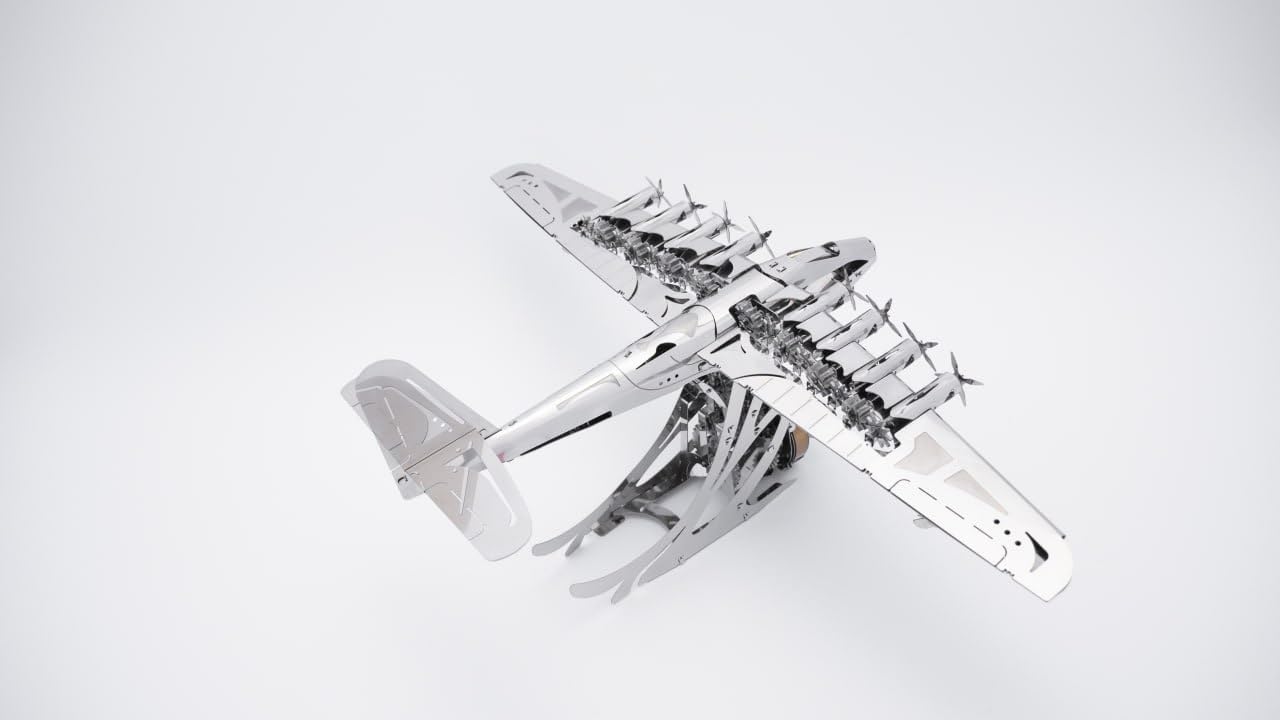 METAL TEMPS Hercules Hughes H-4 Herkuleles Sapin Goose - Kit de modélisme 3D en métal avec mécanisme pivotant, modèle volant herkules, plateforme amovible, 170 pièces.