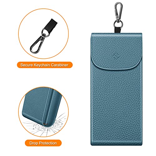 Image of FINTIE Double Glasses Case with Carabiner Hook, Portable Vegan Leather Eyeglass Case Anti-scratch Sunglasses Pouch
