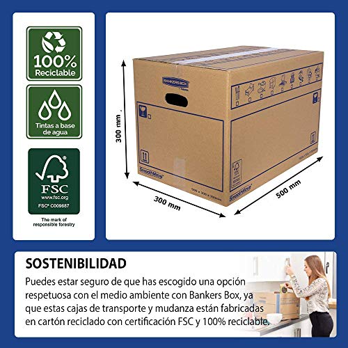 Cajas de cartón con asas Bankers Box para mudanzas y almacenaje resistente de 45L 3