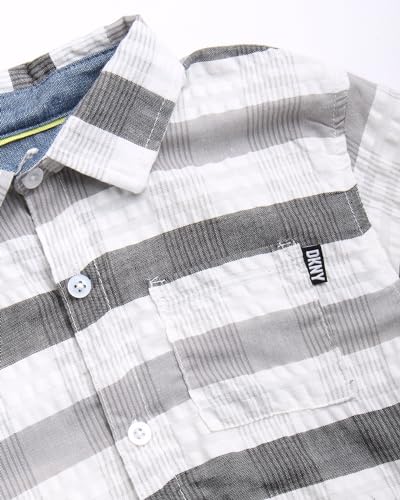 Image of DKNY Boys' Shorts Set - 2 Piece Short Sleeve Collared Button Down Shirt and Stretch Denim Shorts for Boys (Sizes: 8-12)