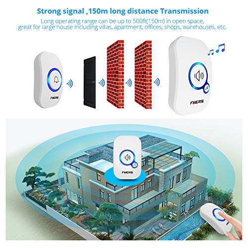 Sonnette de porte intelligente étanche avec alarme et 32 chansons intégrées