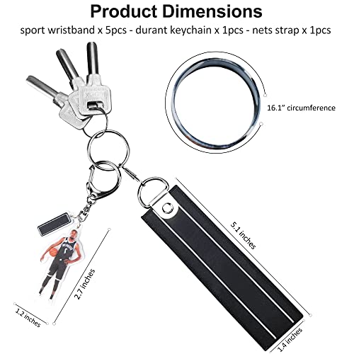 Kd-Durant Silicone-Bracelet Kevin-Keychain Brooklyn-Basketball-Pendant, #7 Kd-Signature Rubber Wristbands For Men, Basketball Accessories Sports Wristbands Durantula Fans Gifts For Boys (7-Pack) #TOP2