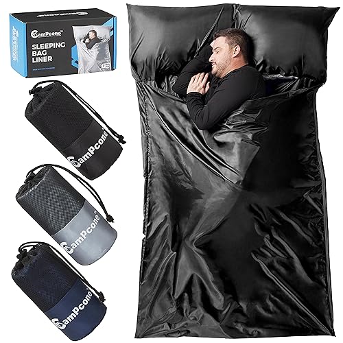 CAMPCONE Silky Sleeping Bag Liner Cold/Warm Weather–XL Travel Sheets for Hotel 85