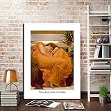 woplmh immagine di arte della parete flaming june pittura classica stampe su tela galleria di poster vintage immagine da parete per la decorazione domestica della stanza 70x90cm senza cornice