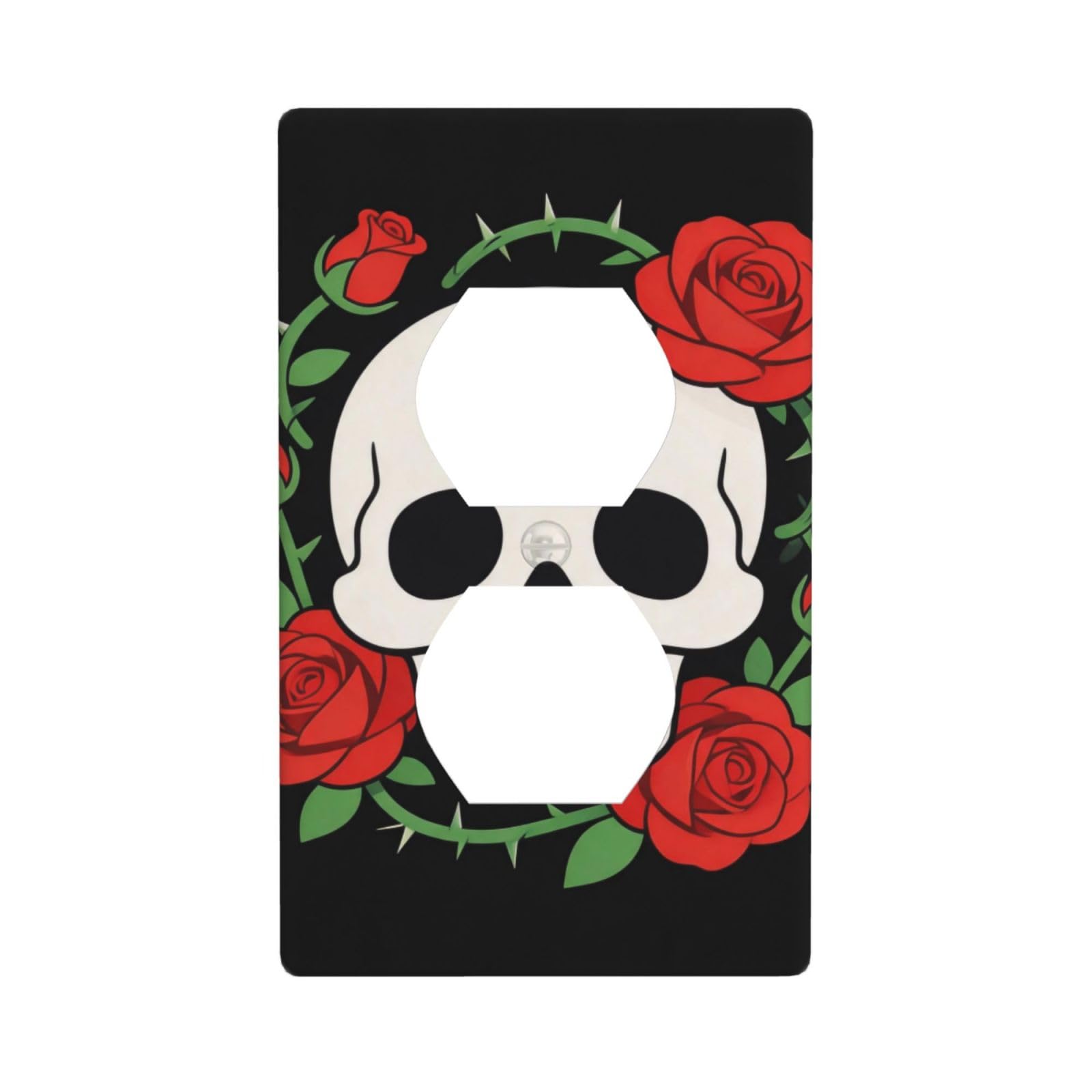 Skull Rose Unbreakable Polycarbonate Switch Plate-1 Gang Screwless Wall Plate for Home Office