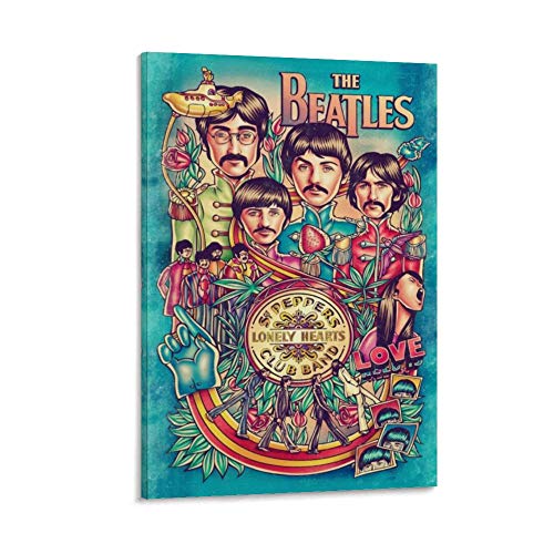 Beatles – Peinture décorative sur toile – Art déco – Décoration murale – Pour salon, chambre à coucher – 20 x 30 cm - Les Beatles, Paul McCartney, John Lennon, RIngo Starr, George Harrison Beatles - Peinture décorative sur toile - Art déco - Décoration murale - Pour salon, chambre à coucher - 20 x 30 cm