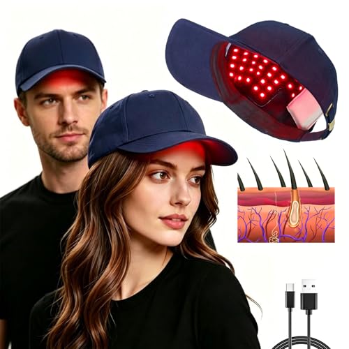 Laser Hair Growth Cap 650nm LLLT Red Light Therapy for Hair Growth for Men and Women Rechargeable Hands-Free Hair Growth Cap for Thinning Hair Full Scalp Coverage-Blue