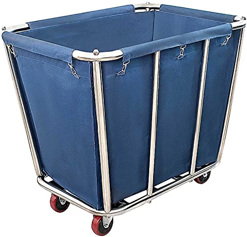Carrito de lavandería comercial con ruedas, 10 canastas industriales grandes con forro impermeable, cestas de lavandería resistentes para el hogar con marco de acero inoxidable, carga de 250 libras Cover