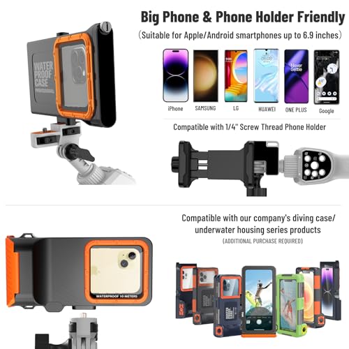 Saupsitnz ZPG-QS-002 Bluetooth Selfie Stick For Iphone 15 Pro Max/15 Pro Samsung Galaxy S23 Ultra, Extendable & Portable Diving Surfing Swimming Waterproof Phone Selfie Stick, Underwater Photo/Video Recording thumb #1