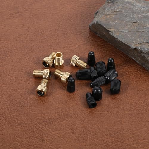 Image of 6PCS Brass Presta Valve Adapter Presta to Schrader Valve Adaptor, Inflate Tire Using Standard Pump or Air Compressor for Mountain Bikes, Road Bikes and Cars, 12Pcs Tire Caps