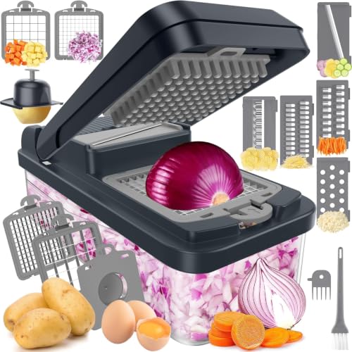 12-in-1 Vegetable Chopper with 7 Blades, Food...