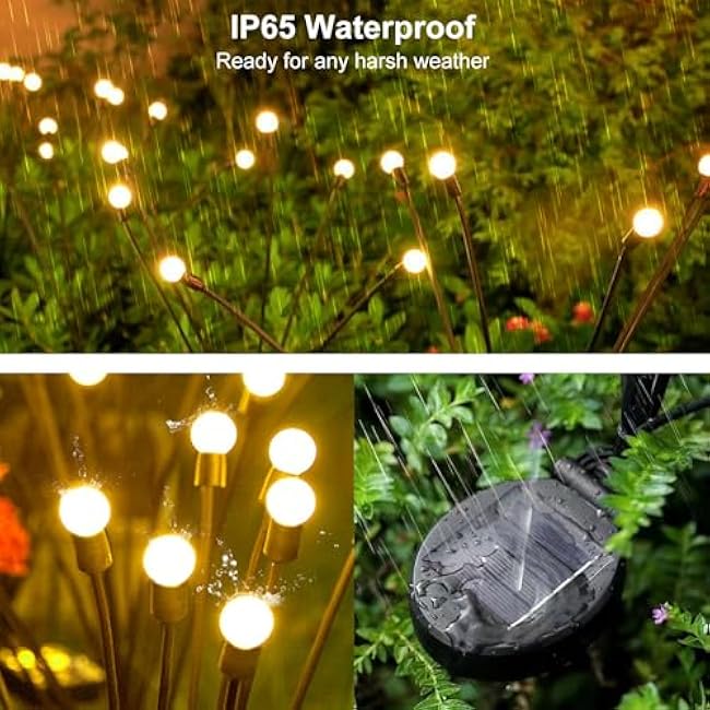 Solar Outdoor Lights, 6 Pack Firefly Solar Garden Lights for Outside, Garden Decorations