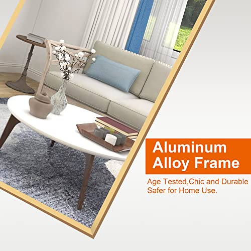 Image of PexFix Floor Full Length Mirror 64 inchx22 inch Mirror Full Length with Stand Full Body Mirror for Home Decor,Gold