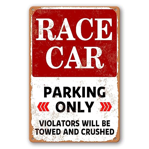 Car Room Decor For Boys Vintage Man Race Car Sign Mens Bedroom Decor Metal Tin Signs Car Mounted Decorations Wall Racing Decor Cars Decor For Kids Room Boys Classic Car Curtain Race Car Parking Only
