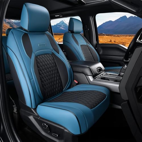 Image of Coverado JK Seat Covers 4 Door for Jeep Wrangler, Waterproof Leather Car Seat Cover for Jeep Wrangler Vehicle Truck Accessories Custom Fit for 2013-2017 Jeep Wrangler Seat Covers Full Coverage(Blue)