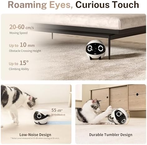 Enabot EBO ROLA Mini 2K Pet Camera Robot: Movable Indoor Camera Battery-Powered with Phone App, One-Touch Call, 2-Way Talk, IR Night Vision, Motion Detection, Video Recording - 2
