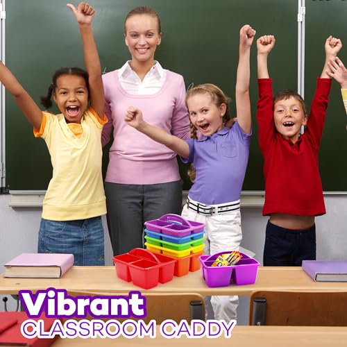 Rainbow Classroom Caddy Set of 6 - Colorful Supply Organizers - Image 5