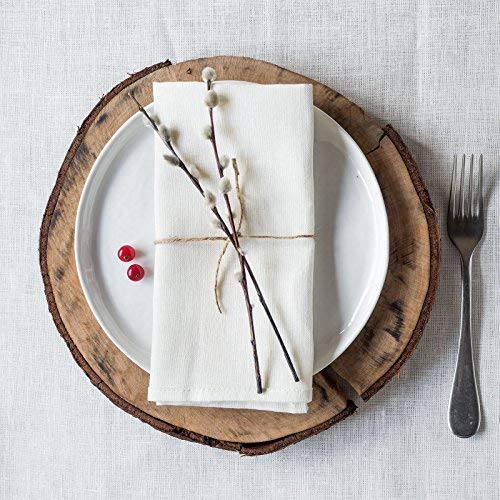 6 servilletas de lino blanco | Servilletas de tela para Navidad (45 x 45 cm)
