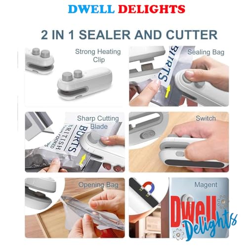 Image of 2-in-1 Mini Bag Sealer | Portable Heat Sealer & Cutter | Rechargeable with Type-C Charging | Magnetic Back, Battery Powered Handheld Resealer for Food & Snack Storage Bags