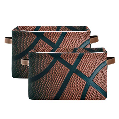 Image of Storage Basket Cube Basketball Sport Large Collapsible Toys Storage Box Bin Laundry Organizer for Closet Shelf Bedroom,15x11x9.5 in,2 Pack