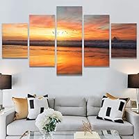 SIGNWIN 5 Panel Canvas Wall Art Multicolor Nature Neon Photography Trees Tropical for Home Decorations Ready to Hang - 60