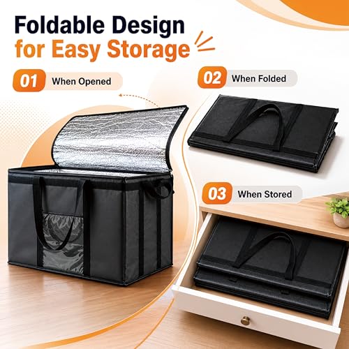 Image of NZ home Insulated Bags for Food Delivery (3XL) Grocery Shopping Cooler Bag, Pizza Delivery, Hot & Cold Catering Tote, Reusable, Foldable & Heavy Duty (Orange)