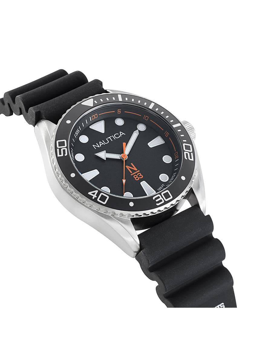 Nautica NAPFWF113 - Orologio da uomo in acciaio inox, al quarzo, cinturino in silicone, colore: nero, Nero, Cinturino