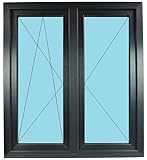 Kunststoff - Fenster - innen Anthrazit/außen Anthrazit - BxH: 2000 x 1000 mm - 200 x 100 cm - Zweiflügeliges - DK+D - 3 fach Verglasung - 70 mm Profil
