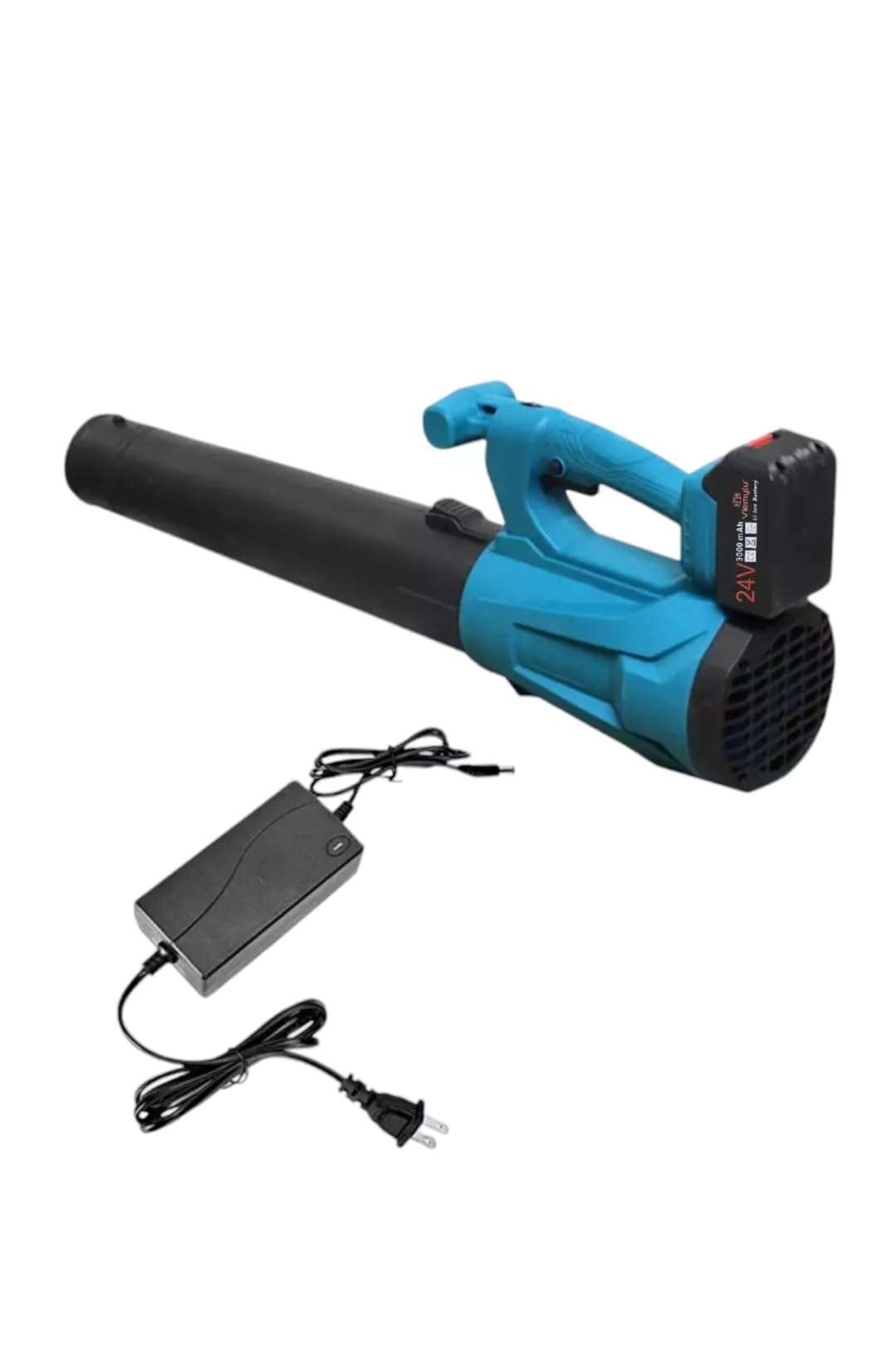 Soplador de 2 baterías de 24 V, 6 velocidades, aire máximo ajustable 400 km/h, 20.000 rpm, soplador eléctrico para hojas y boquillas de 2 secciones para jardín