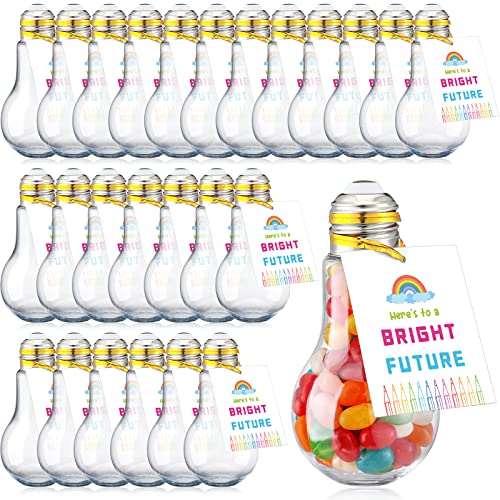 152 Pcs 100 ml Graduation Plastic Fillable Light Bulb Jars Set 36 Pcs Empty Light Bulb Candy Container 36 Pcs Kindergarten Grad Gift Tag for Candy Crafts Gifts Grad Party Favors Grad Ornament