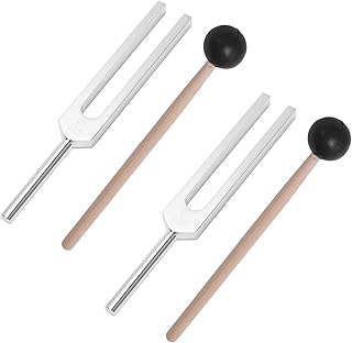 2X Aluminum + Wood Tuning Fork Hammer Ball Diagnostic 528HZ with Mallet Set System Testing Tuning Fork