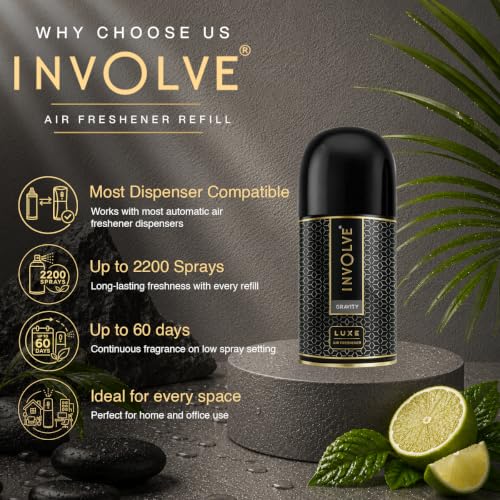 Image of Involve Luxe Combo - Gravity & Urban Fresh - Pack 2 | Automatic Room Fresheners Refill | 2200 Sprays Guaranteed | Lasts up to 60 Days (225ml * 2) | Automatic Home Fresheners | Long Lasting Fragrance