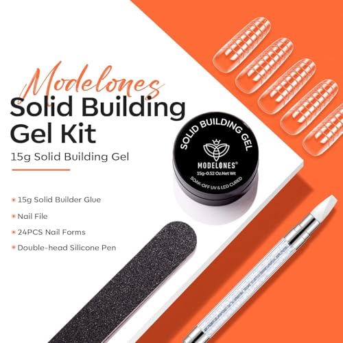 Image of modelones 3D Sculpting Gel Kit，Clear Solid Nail Builder Hard Gel for Nail Art Molding & Extensions Non-Sticky for Chrome Powder Salon or Home DIY Spring Manicure Cured Needed