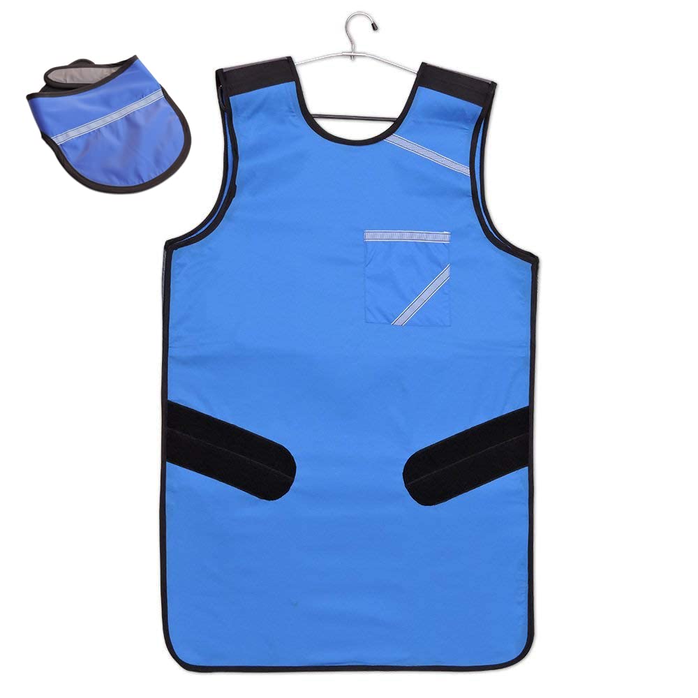 Tablier en plomb bleu de 0,5 mm avec protection thyroïde (col thyroïde) pour travailler avec machine X-Ray | Tablier avec bouclier thyroïde (collier thyroïde) et crochet robuste