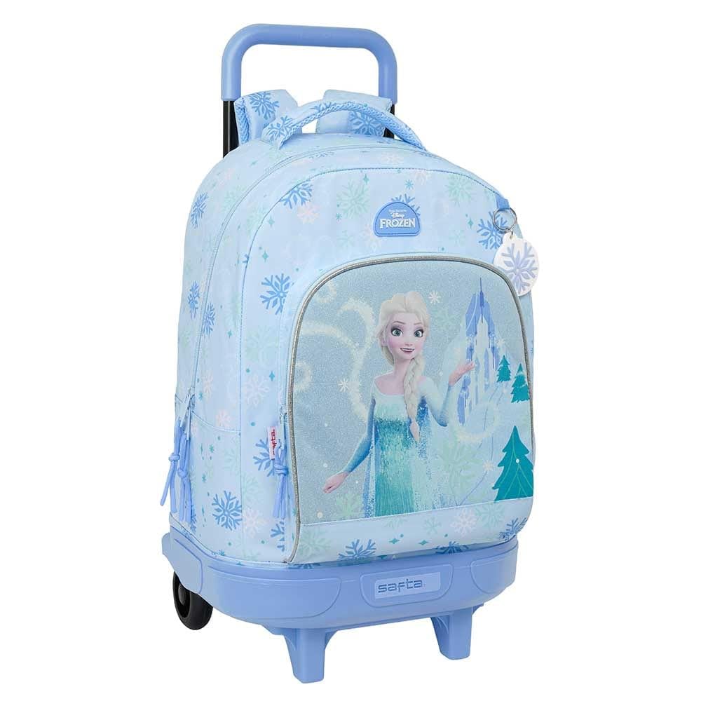 Safta - Mochila Escolar Grande con Ruedas Extraíbles Disney Frozen, 33x45x22 cm, Compartimento Gran Capacidad, Bolsillo Frontal y Portabotellas, Espalda y Hombreras Acolchadas, Medidas 33x22x45 cm
