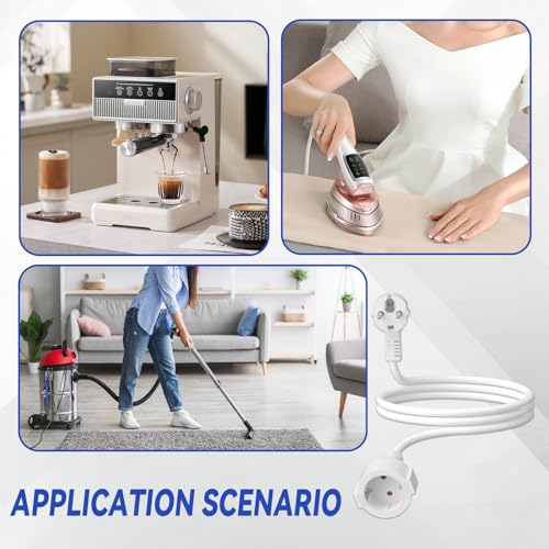 Verlängerungskabel 0,3m mit Schutzkontaktstecker Schuko, IP20 Kabel Kabelverlängerungen - 250 V, 16 A, 3680 W - Schutzkontakt 90° Winkelstecker H05VV-F 3G1.5mm², erhöhter Berührungsschutz - weiß