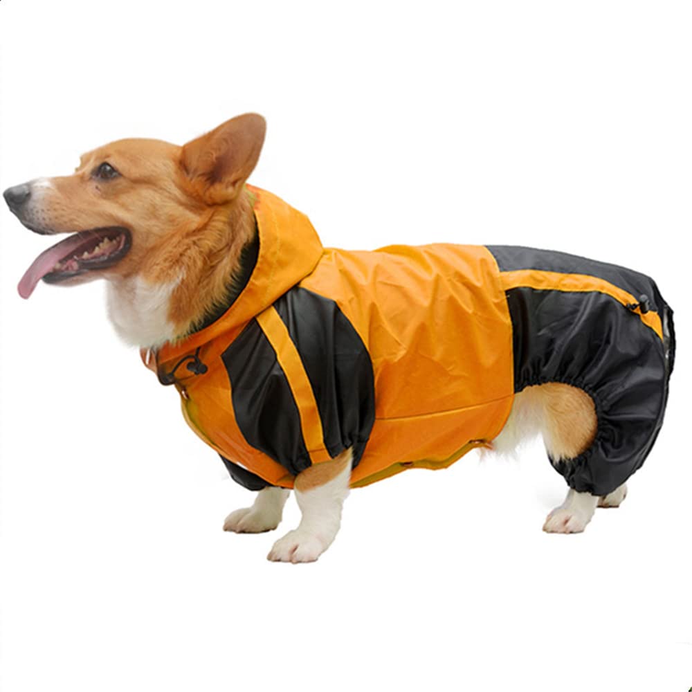 Płaszcz przeciwdeszczowy dla psów, Corgi Dog Clothes Kombinezon Wodoodporna Odzież Raincoat Kaptur Kurtka Przeciwdeszczowa Artykuły Dla Zwierząt(Orange,D L)