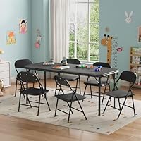 IDEALHOUSE 7 Piece Folding Kids Table and Chairs Set, Children Activity Table and Chairs Set for Dining Room,Daycare,Classrooms