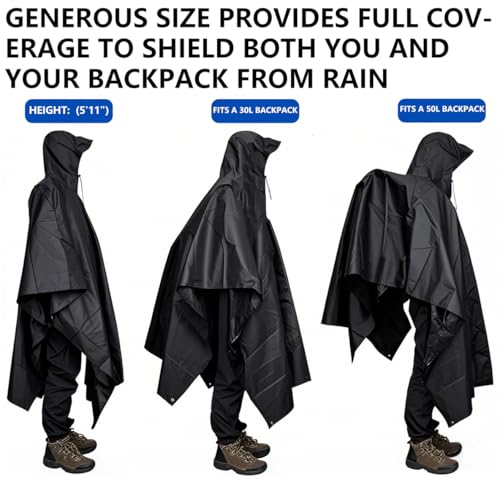 Waterproof Lightweigh Hooded Rain Poncho Raincoat Jacket for Men Women Rain Coat with Pocket Adult Outdoor Hiking - Image 4