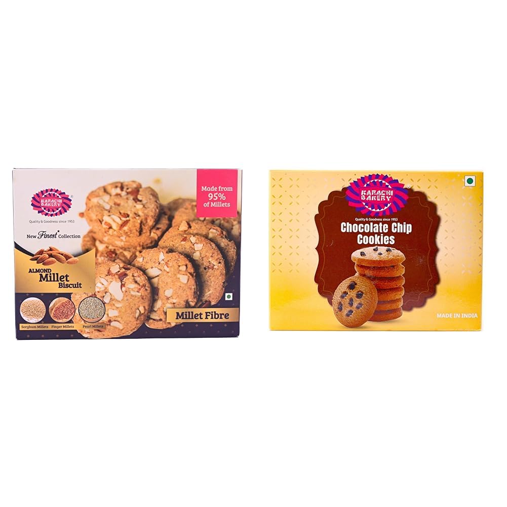 Karachi Bakery Almond Millet Biscuits, 300 g Karachi Bakery Chocolate Chip Cookies,400gm