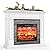 Naice 44" Electric Fireplace Mantel, Farmhouse TV Stand with Electric Fireplace Heater, Stacked Stone Surround and Remote Control 3D Realistic Flame, White Fireplace for Living Room Bedroom