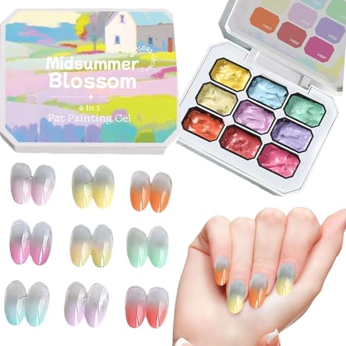 Gel Pintauñas para Arte en Uñas - Gel de Pintura en 9 Colores - Esmalte Sin Limpieza De Larga Duración Curado UV LED Para Diseño Francés Manicura Salón En Casa