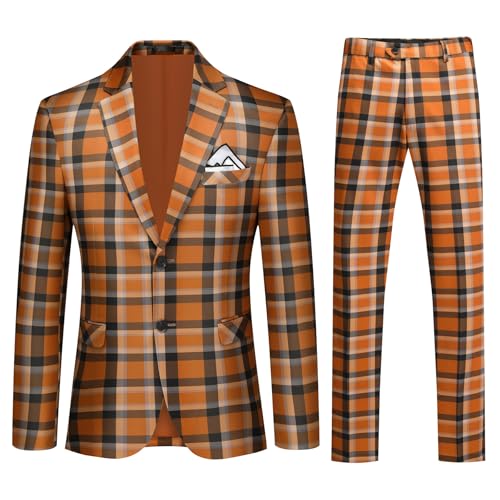 Iynnijoy Mens 2 Piece Slim Fit Suit Casual Plaid Tuxedo Suit for Men Party Wedding Business Dress Suit Set - Main Image