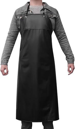 Miniatura 3 de Hemoton Delantales de cocina para cocinar, aceite y agua, resistente a las manchas, delantal de cocinero para hornear, para mujeres y hombres, color