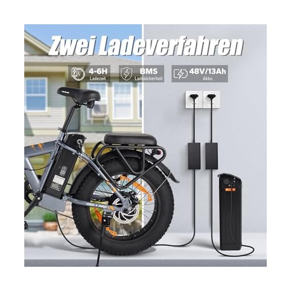 VARUN E Bike Klappbar 20" * 1.95" /20" * 4.0" Fat Reifen City E-Bike mit 250W 48V/36V Ah Akku, E-Bike Klapprad für Damen Herren, Mit LCD-Display, Shimano 7 Gang-Schaltung Mit CE-Zertifizierung – Bild 4