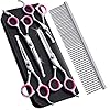 Zwini Huisdier Grooming Schaar Set 5 in 1 RVS Pet Trimmer Kit Huisdier Grooming Schaar Set Haarverzorging voor Hond Kat Met 7,5 inch Snijschaar Dunner Schaar Gebogen Schaar Grooming Kam