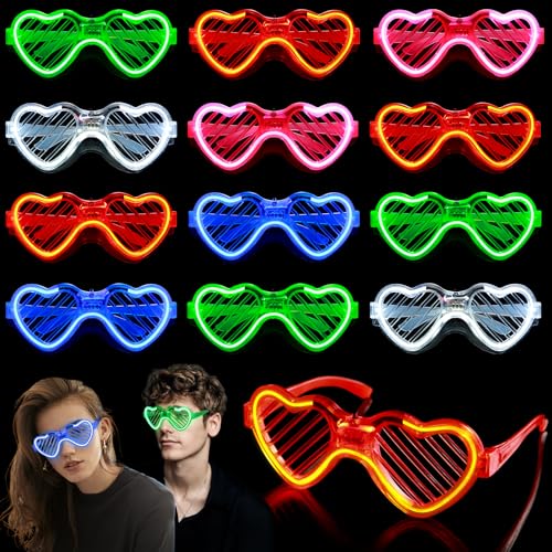 Mikulala 12 gafas LED para adultos Rave Party Gafas Glow Light