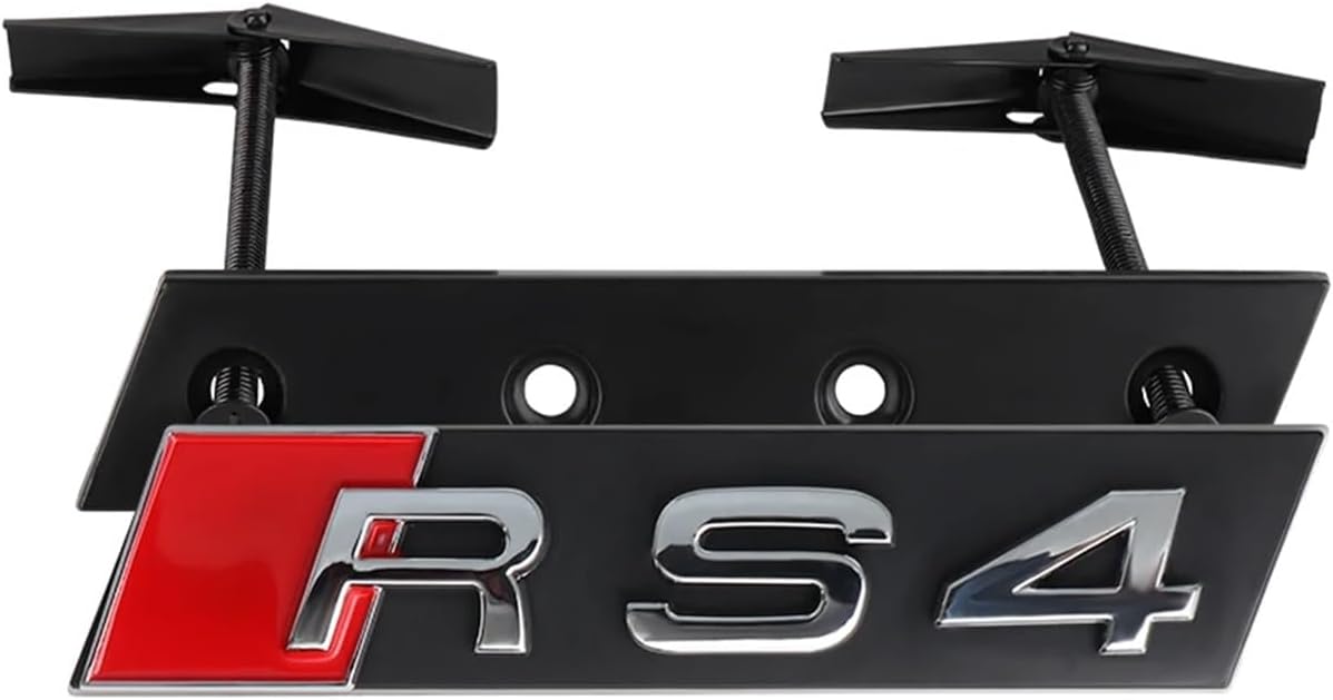 3D ABS Compatible RS6 RS4 RS3 RS5 RS8 RS7 Emblem Car Front Grille Badge Logo Decoration Stickers Exterior Accessories(Silver RS4)