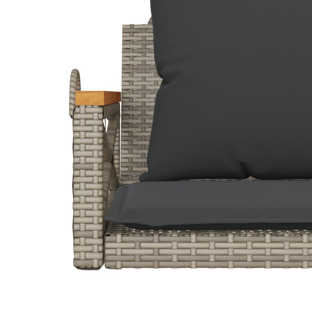 Fauteuil suspendu avec coussin - Pour terrasse, jardin, balcon - Gris - 63 x 62 x 40 cm - En rotin synthétique