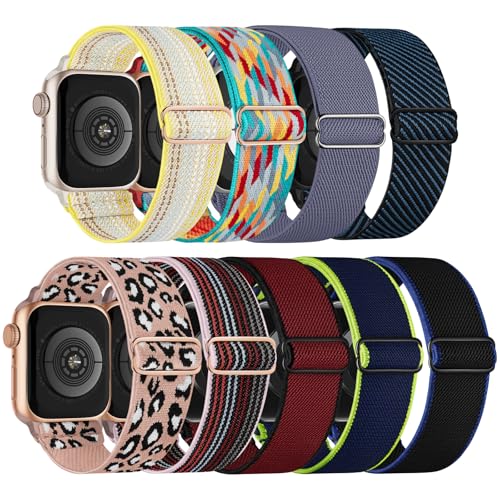 Image of Stretchy Bands Compatible with Apple Watch Band 40mm 38mm 41mm 42mm 44mm 45mm 46mm 49mm Women Men, Nylon Solo Loop Elastic Sport Straps for iWatch Series 11 10 9 8 7 6 5 4 SE 3 Ultra